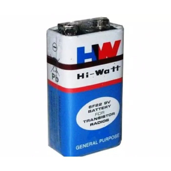 Jual Baterai 9v / Battery 9 Volt / Baterai kotak Merk HW ( HI-Watt