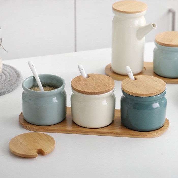 Nordic Ceramic Spice Jar Set /Seasoning Jar / Set Tempat Bumbu Keramik