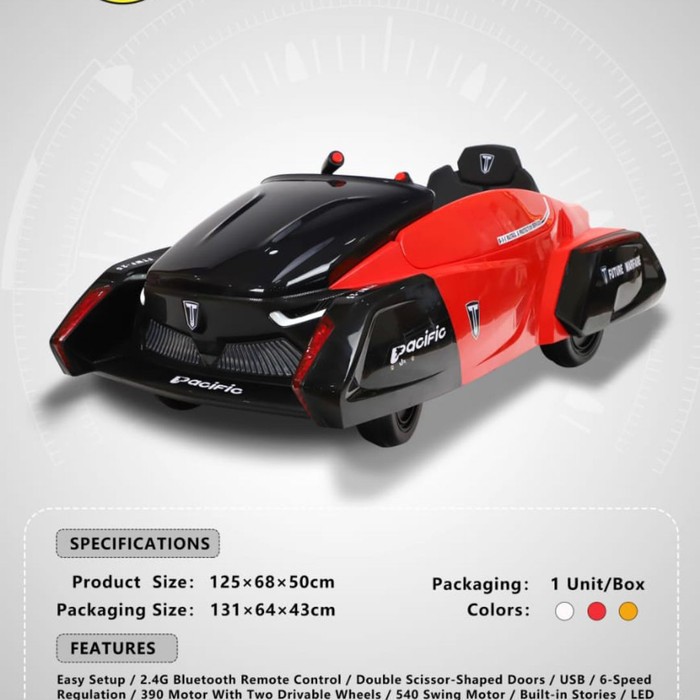 MAINAN MOBIL ANAK AKI PACIFIC PM 7601 RECHARGEABLE SMART WHEEL DRIVE