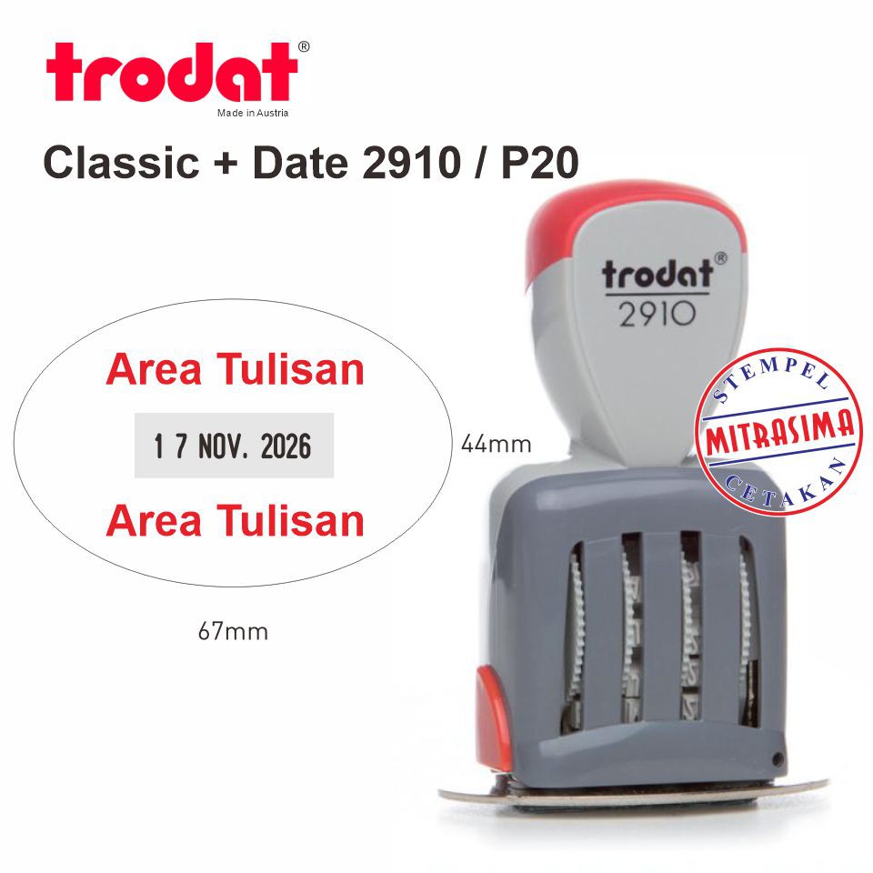 

Stempel Trodat 2910-P20 ( Tulisan + tanggal model klasik oval )