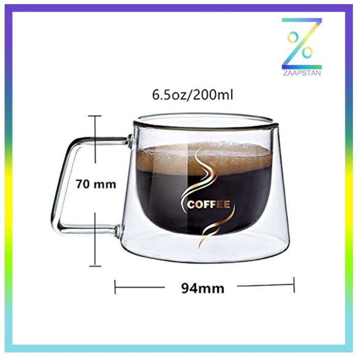 Doomed Cangkir Kopi Double Glass Coffee Mug 200ml - CRW77382 - Transpa