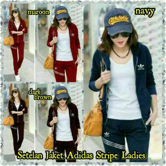 Setelan Jaket Adidas Stripe Ladies/jaket adidas wanita