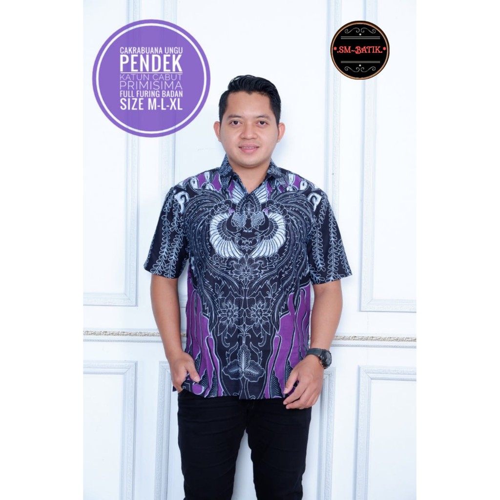 CAKRABUANA UNGU SM BATIKSOLOAMANAH BAJU KEMEJA BATIK SOLO PRIA LENGAN PENDEK PANJANG LAPIS FURING ATASAN PREMIUM MODERN GUNUNGAN EMAS GUNUNGAN SOGAN HUSADA JAYANA JAYANEGARA KAMANDANU KAWUNG PUTIH KEMBANG BIRU KINASIH KOKO GUNUNG LESMANA MERAK COKLAT KLA