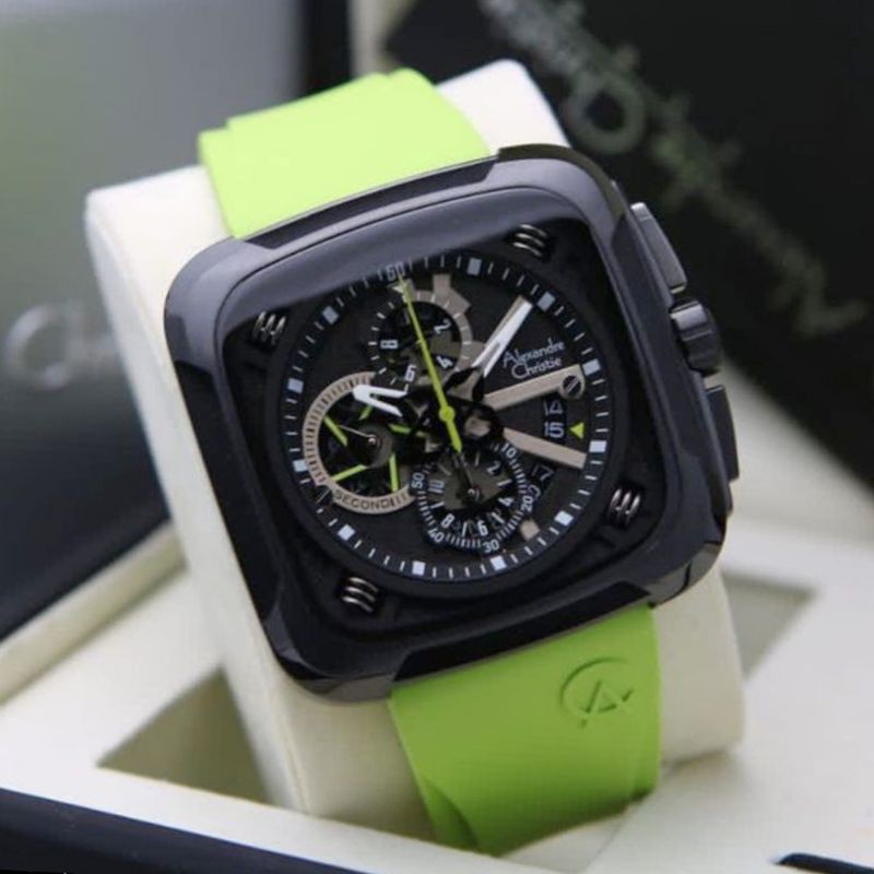 Jam Tangan Pria Alexandre Christie Ac 6577 MC Rubber Strap Original Fashion Pria