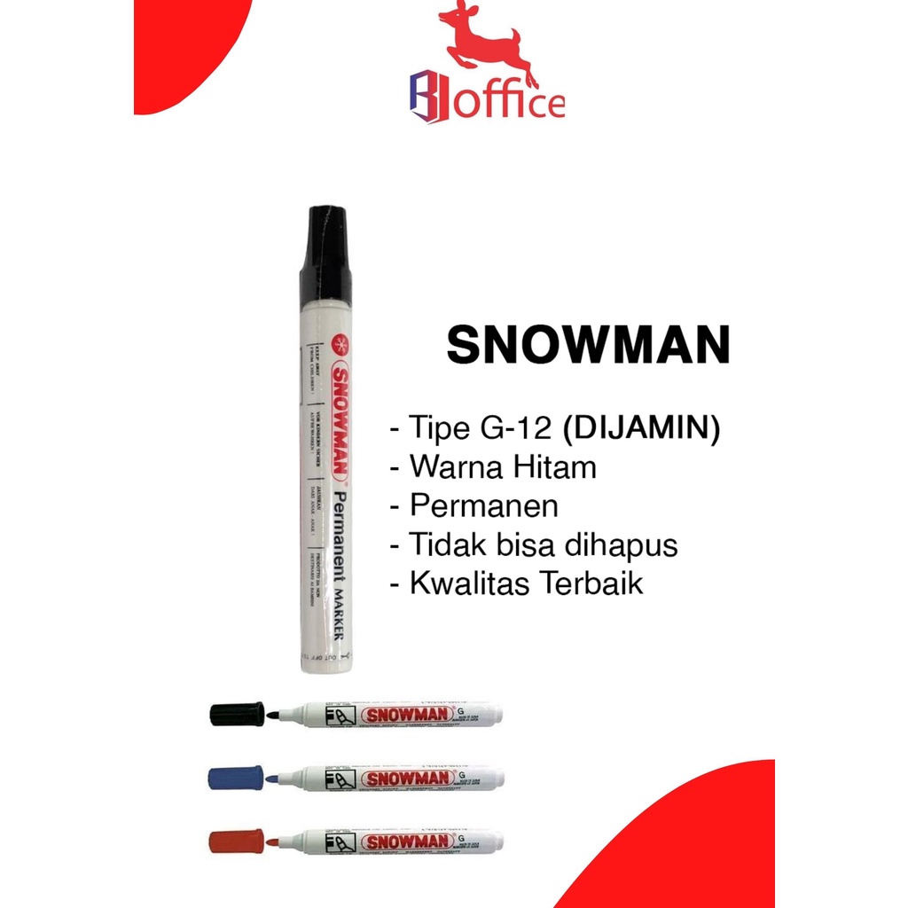 

Snowman Spidol Permanent G-12 Hitam