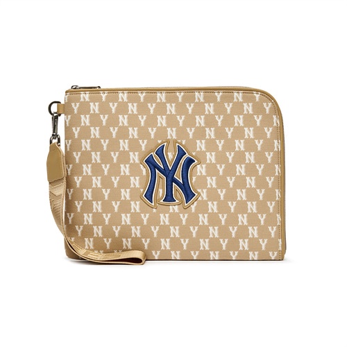 MLB NY Yankees Monogram Jacquard Small Digital Pouch Beige (29.5 x 23)