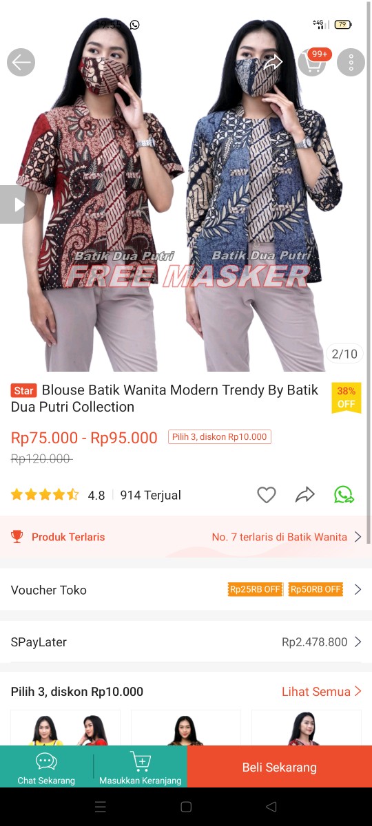 Blouse Batik Wanita Modern Trendy By Batik Dua Putri Collection