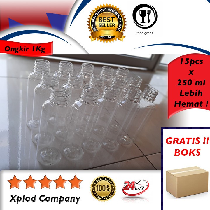 (15 Pcs) Hemat Botol Kemasan Minuman Botol Unik Plastik Polos Untuk Minuman dan Cairan 250ml