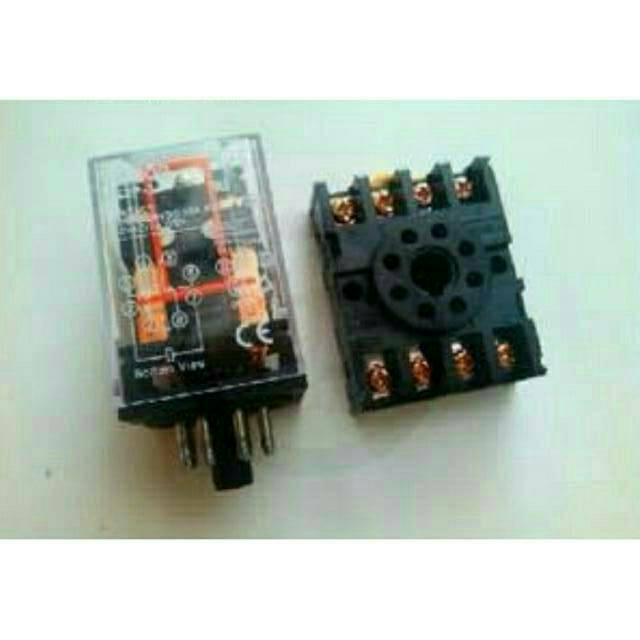 Relay type MK2P 220V/24V/12V + Socket 8 kaki