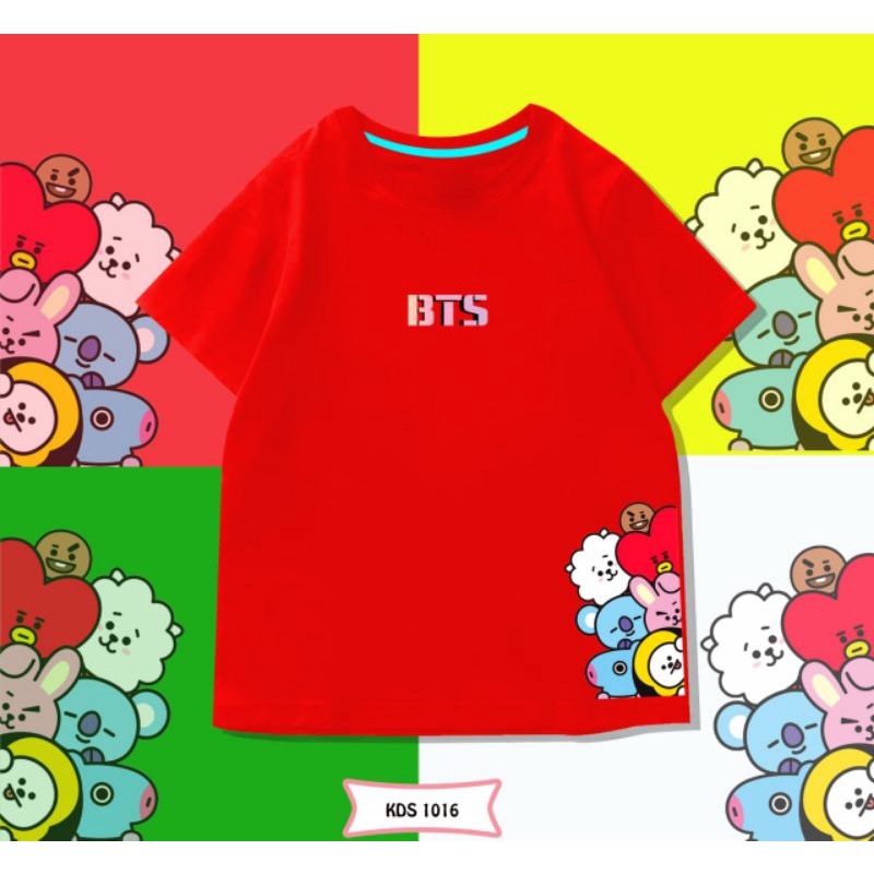 KAOS ANAK BTS CEWE COWO/LAOS ANAK BT21 UNISEX COTTON 24S ANTIBAKTERIAL