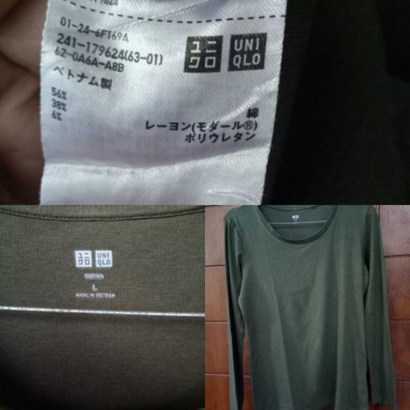Preloved Kaos Crewneck Uniqlo Army