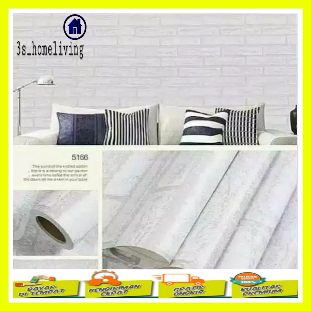 (COD) Wallpaper Dinding Bata Putih / Wallpaper / Wallpaper Bata / Wallpaper Bata Putih 900