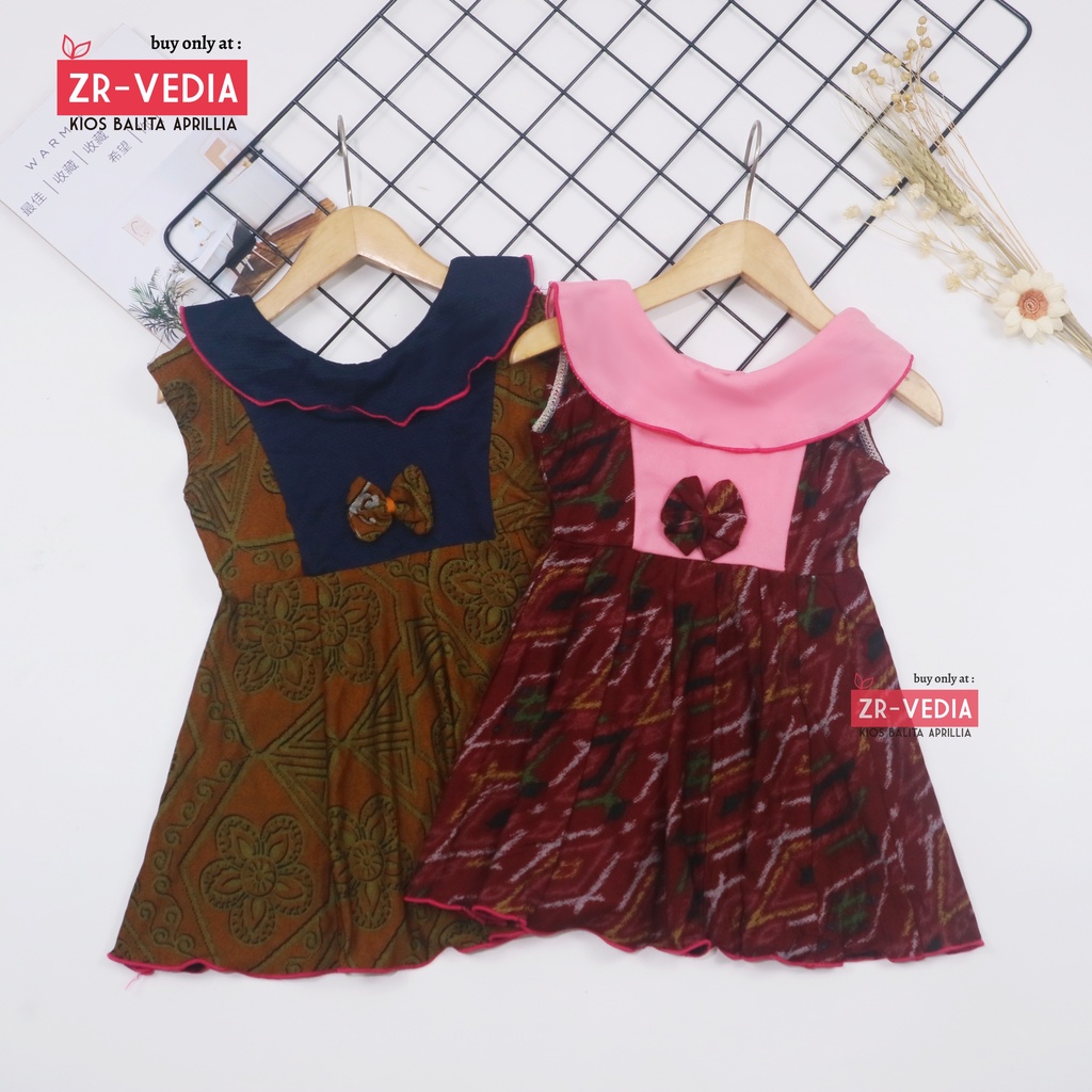 (Batik) Dress Cantika uk 1-2 Tahun / Dres Model Baju Anak Perempuan Pesta Cewek Motif Bunga Murah