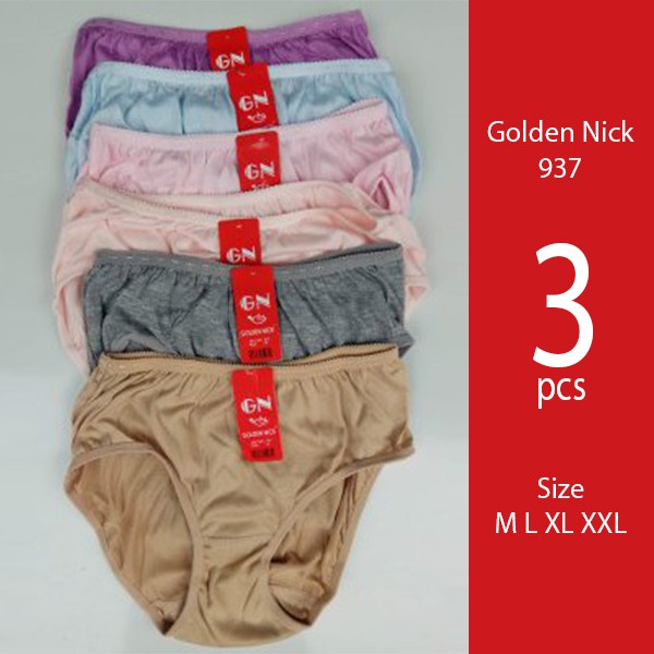 3 PCS CD Celana Dalam Wanita Golden Nick  937 Warna Terang