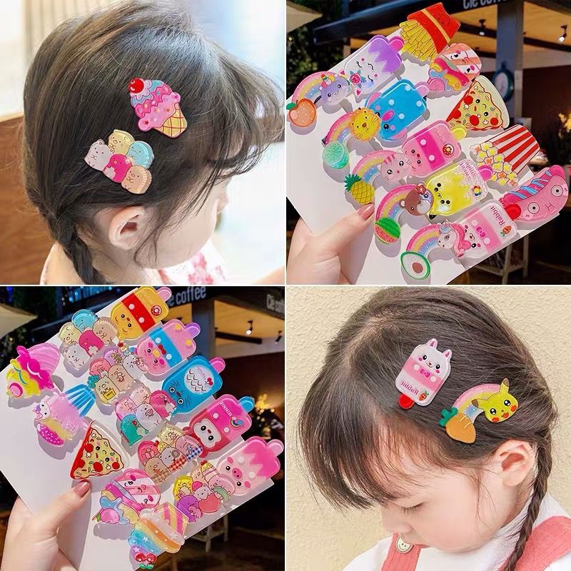 Jepit rambut anak poni kartun hias 5cm 5pcs/set lucu terbaru