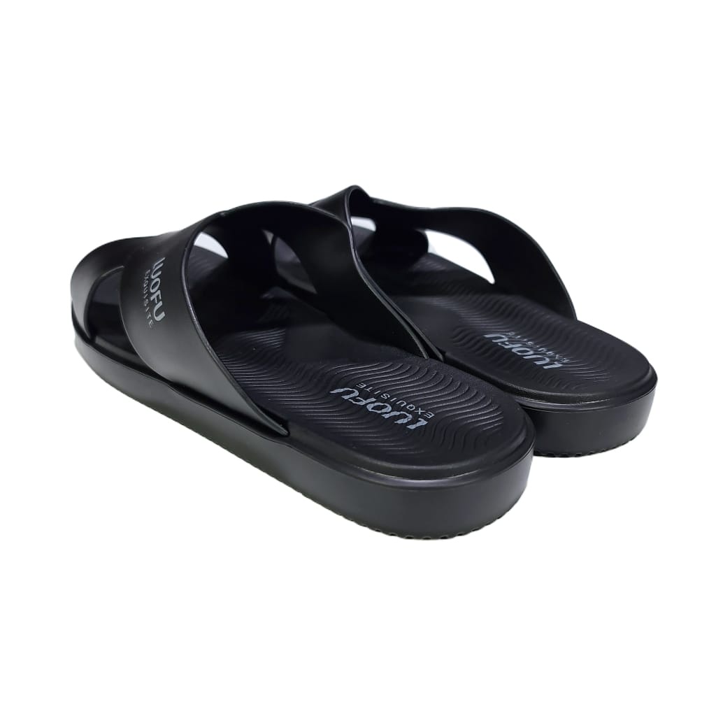 LUOFU ORIGINAL jelly sandal karet empuk murah pria silang  cowok selop import E6196BM5C