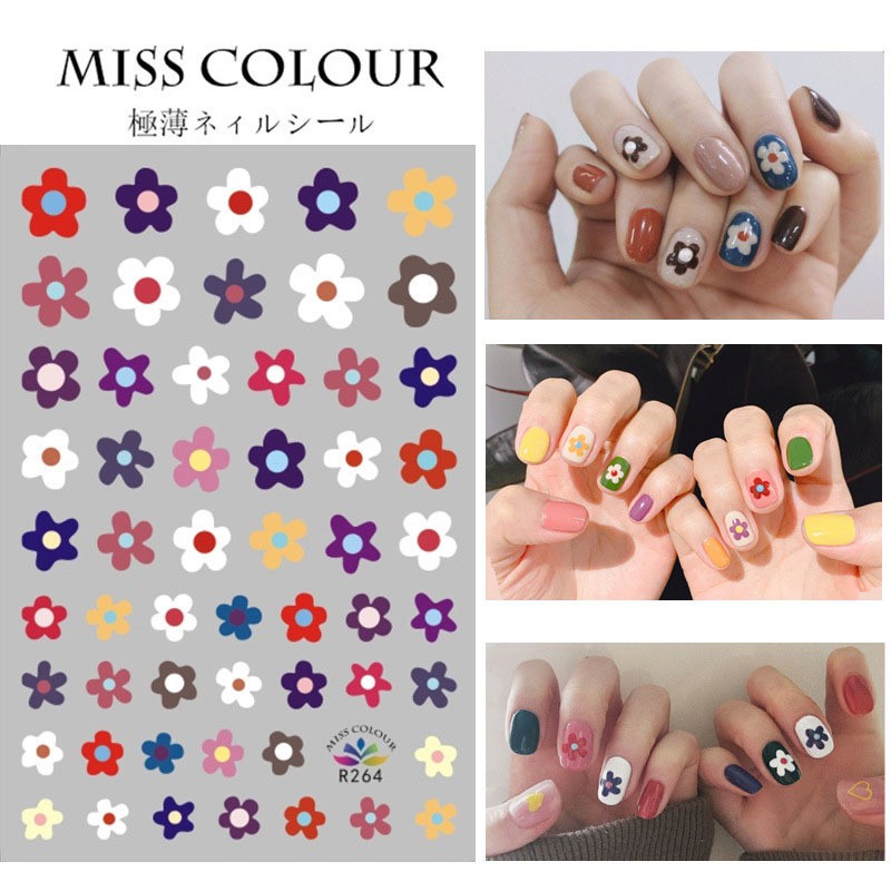 Stiker Kuku/Nail Sticker Corner Creature 3D Cartoon Sticker Hyuna Style Nail Sticker Small Fresh Nail Sticker Nail Decal Per lembar motif bunga snoppy anak ayam