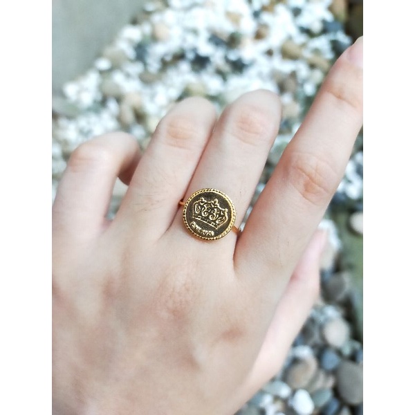 Cincin koin dollar elizabeth emas asli 700 cincin emas tua ccn0097
