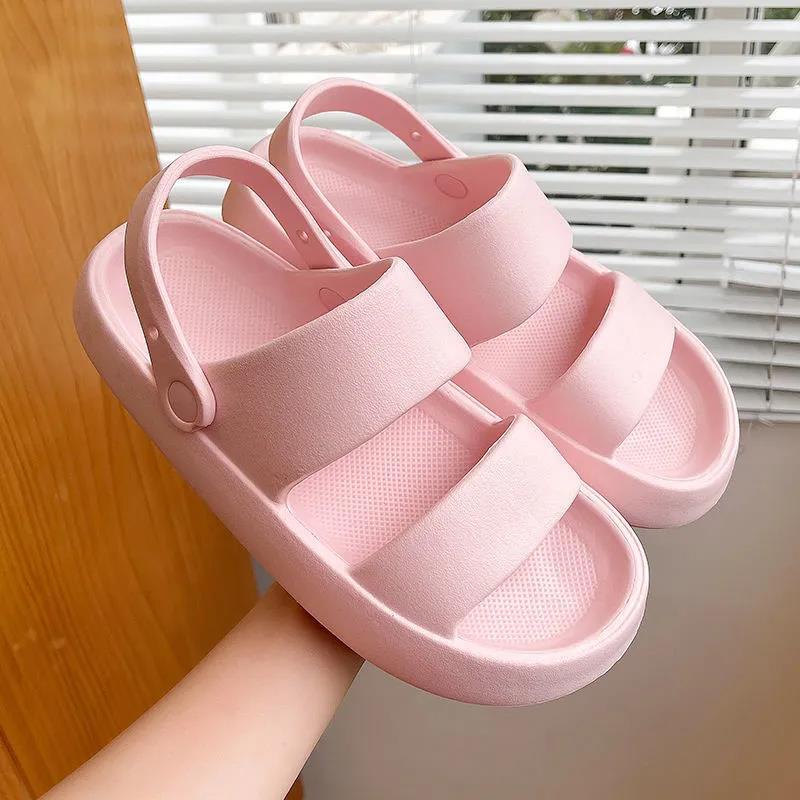 Sandal ADE Fuji Crocs Stiker Tebal Wedges Tinggi Karet Tali Wanita Impor EVA Sepatu Gunung Lalisa Baim Kodok Sandal Non-slip Cewek Versi Korea Tumit Licin Untuk Anak Perempuan 603