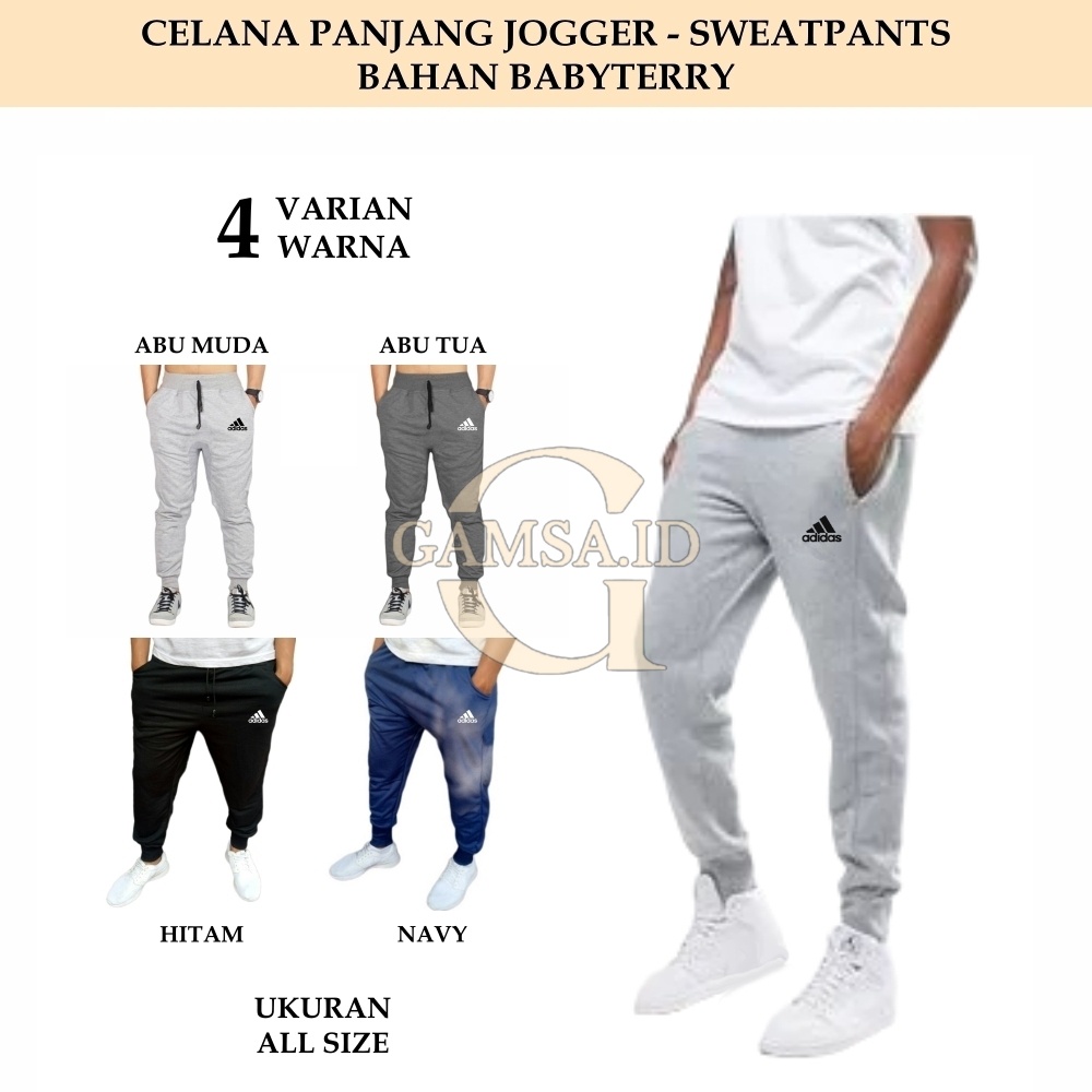 JOGGER PANTS PRIA WANITA - CELANA PANJANG JOGER SWEATPANTS TRACKPANTS TRAINING OLAHRAGA BAHAN BABYTERRY