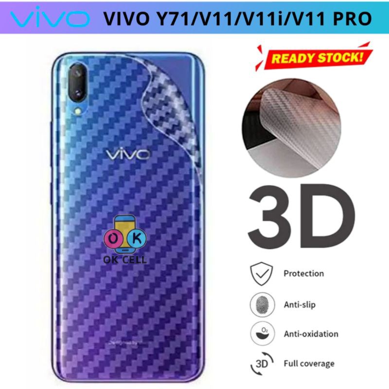 VIVO Y71.V11.V11i V11 Pro Back Skin Carbo 3D Sticker Karbon Fiber Anti Gores Belakang Premium