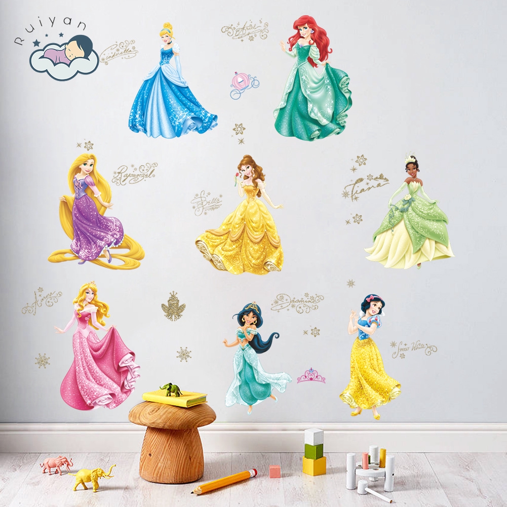  Stiker  Dinding Removable Motif Kartun  Princess Snow  White 