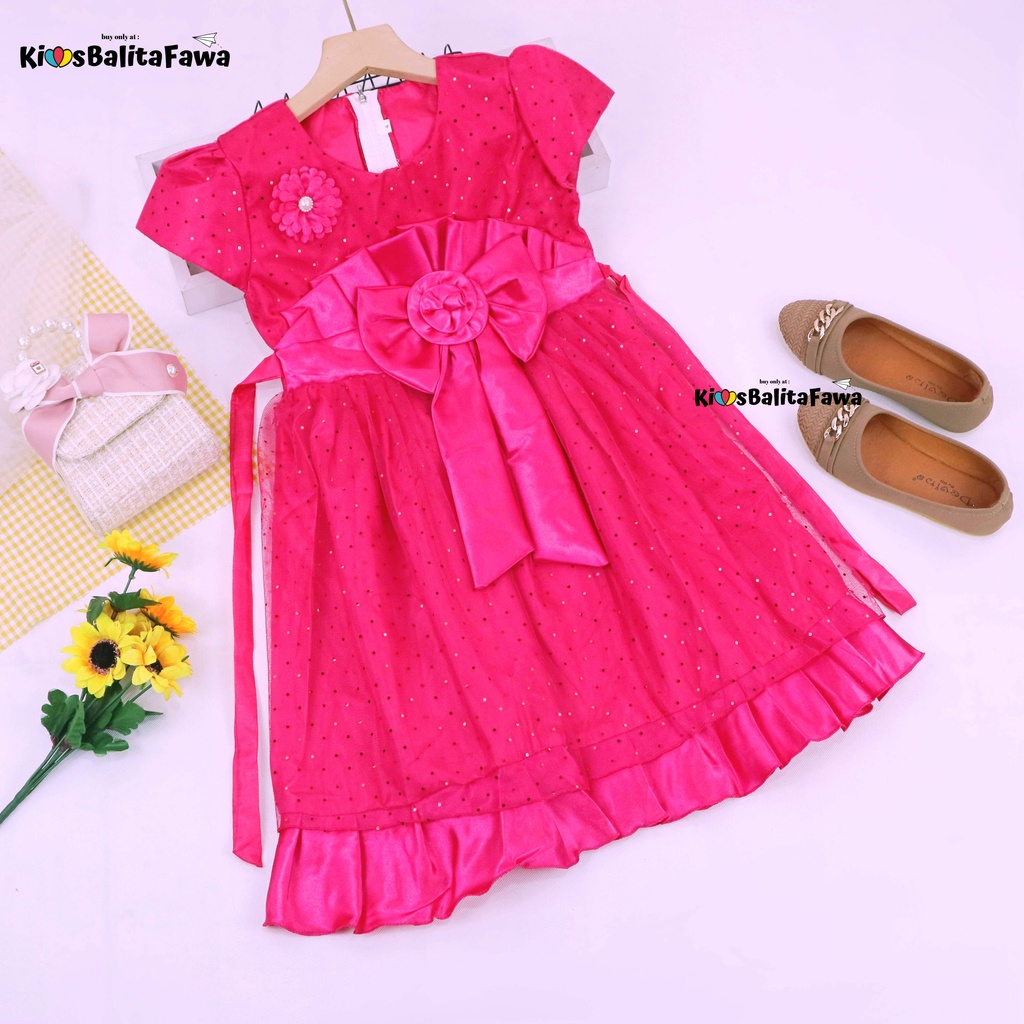 Gaun Princess uk 8-9 Tahun /  EXPORT Quality Premium Baju Anak Perempuan Dress Polos Natal Branded