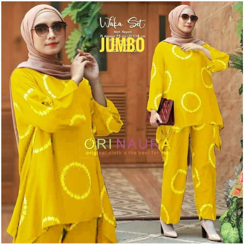 One Set CP WAKA Garis Tiedye Polkadot Jumbo Setelan Oversize Sekta Lafa Bat wings