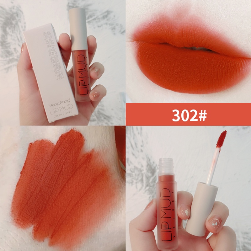 Lip Mud Lipstik Mate Super Velvet Hengfang Longlasting Lipstik Velvet Mate