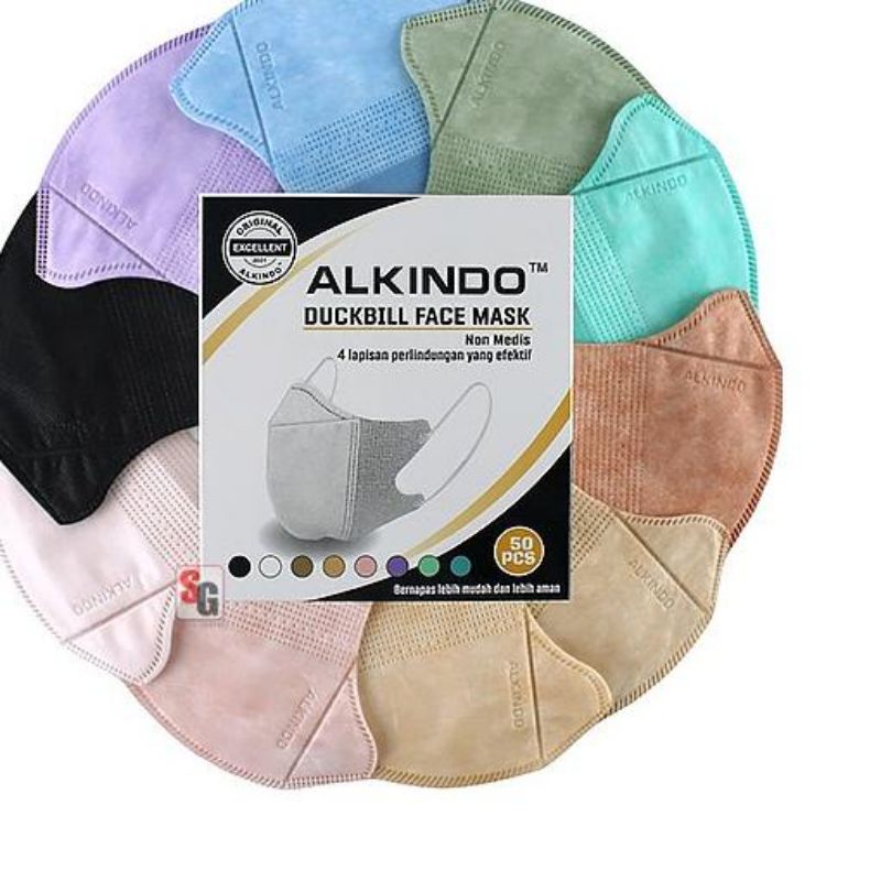 MASKER DUCKBILL ALKINDO 3PLY GARIS WARNA ISI 10PCS CAMPUR