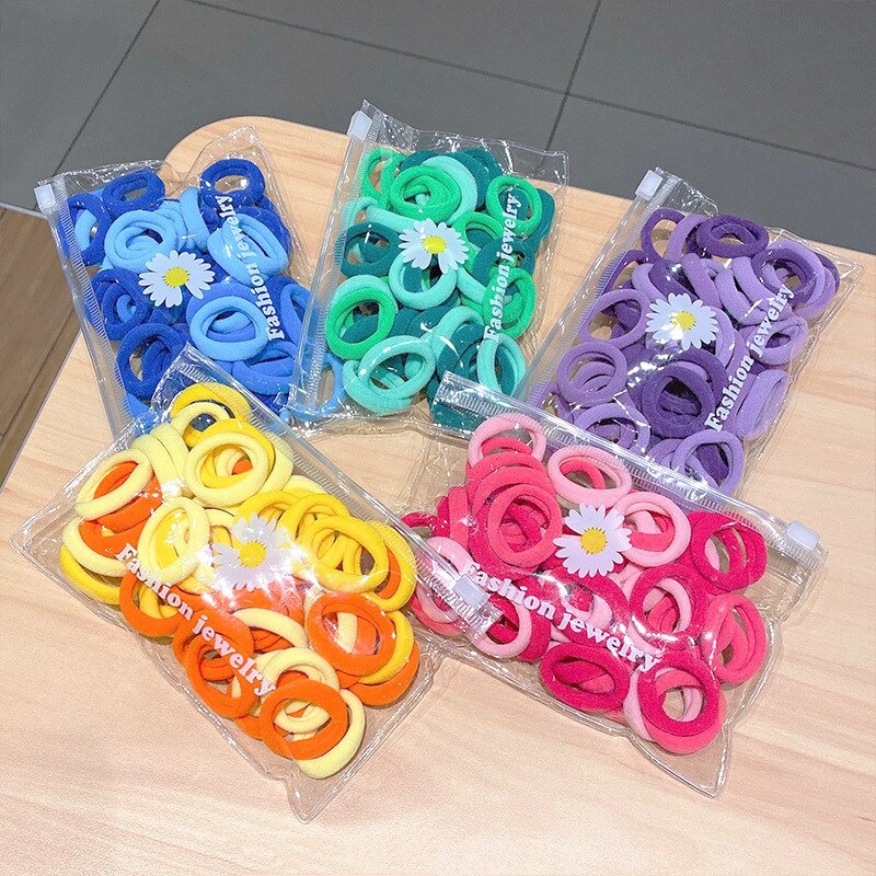 IKAT RAMBUT DONAT KARET KUNCIRAN GAYA KOREA ANAK HAIR STYLISH SIMPLE WARNA WARNI ELASTIS ELEGAN FREE POUCH  LUCU ISI 50 PCS SR37