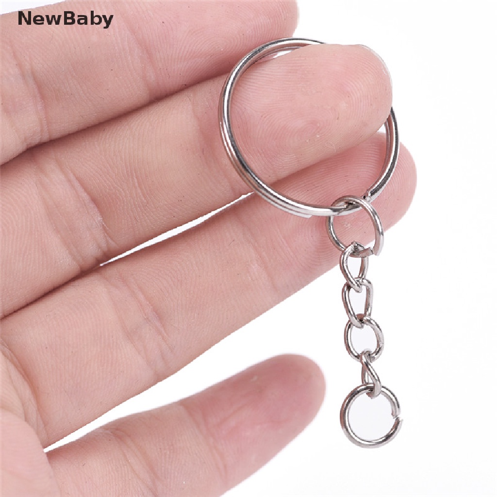 Newbaby 50PCS Ring Gantungan Kunci Silver Polished 25mm DIY