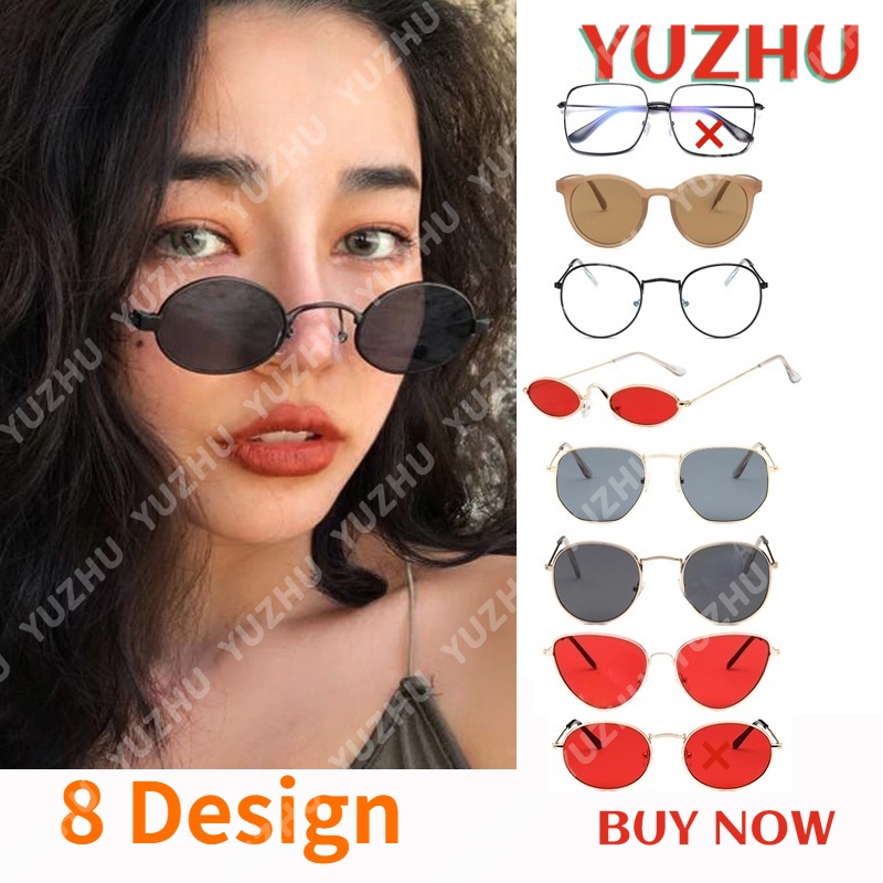 (YUZHU) Bayar di Tempat Collection Korean Design Retro Square Kacamata Hitam Wanita/Pria Square Sunglasses