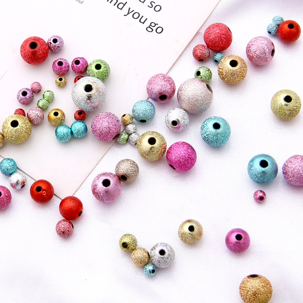 Mixed/Gold/Rainbow/Silver Plated Stardust Acrylic Round Ball Spacer Beads Charms Findings 4/6/8/10/12/20mm For Jewelry Making