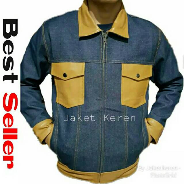 Jaket levis jeans dilan kombinasi kulit asli Garut tampil gagah mewah unik langka murah dan berkelas
