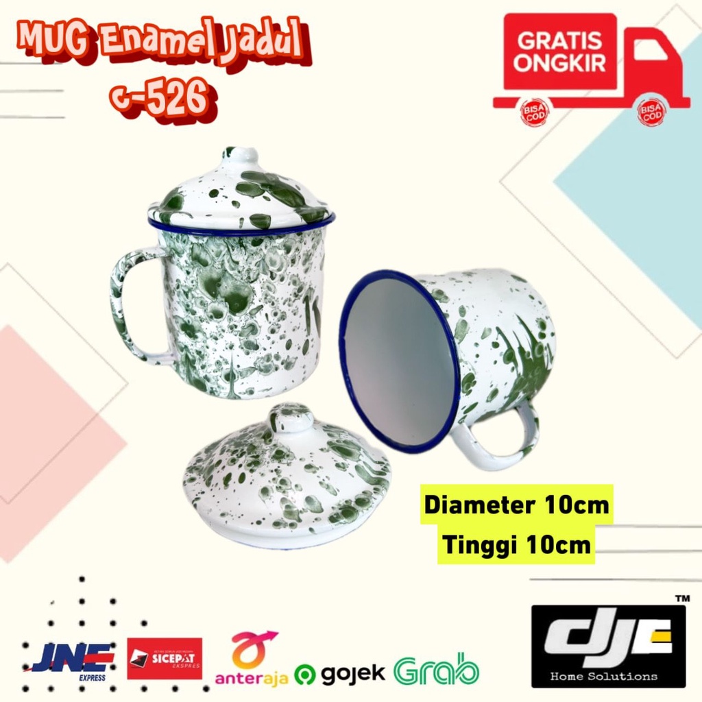 Gelas Mug Cangkir Enamel Seng Kaleng Blirik Blurik Jadul Vintage