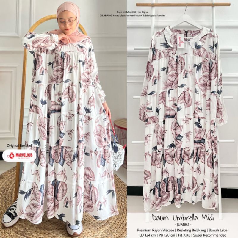 DAUN UMBRELLA MIDI JUMBO BY MARVELOUS (MIDI JUMBO MUSLIMAH) Umbrella midi dress rekomended