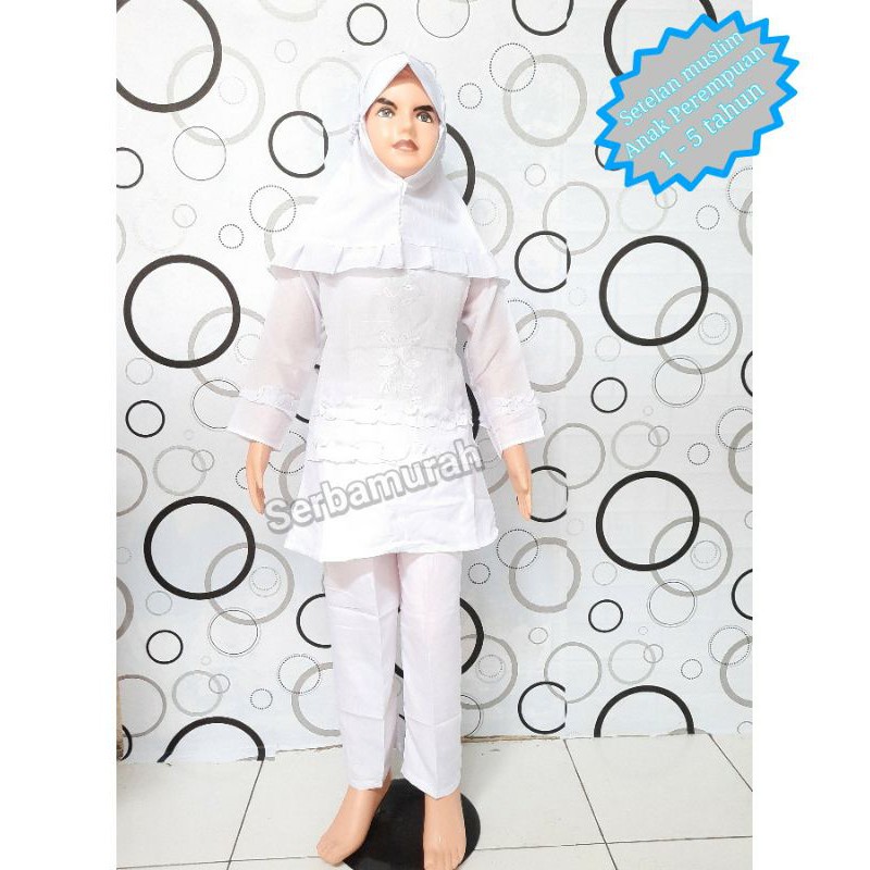 Setelan putih anak perempuan muslimah manasik anak perempuan 1-5 thn bisa {COD}