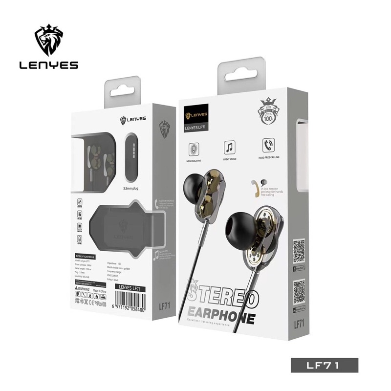 GROSIR HANDSFREE INTERNASIONAL LENYES LF71 BONUS BOX HF ORIGINAL EXTRABASS EARPHONE
