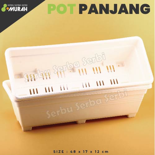 POT PERSEGI PANJANG SANTORINI - Pot Bunga Plastik - Kotak - Pot Persegi Panjang PUTIH