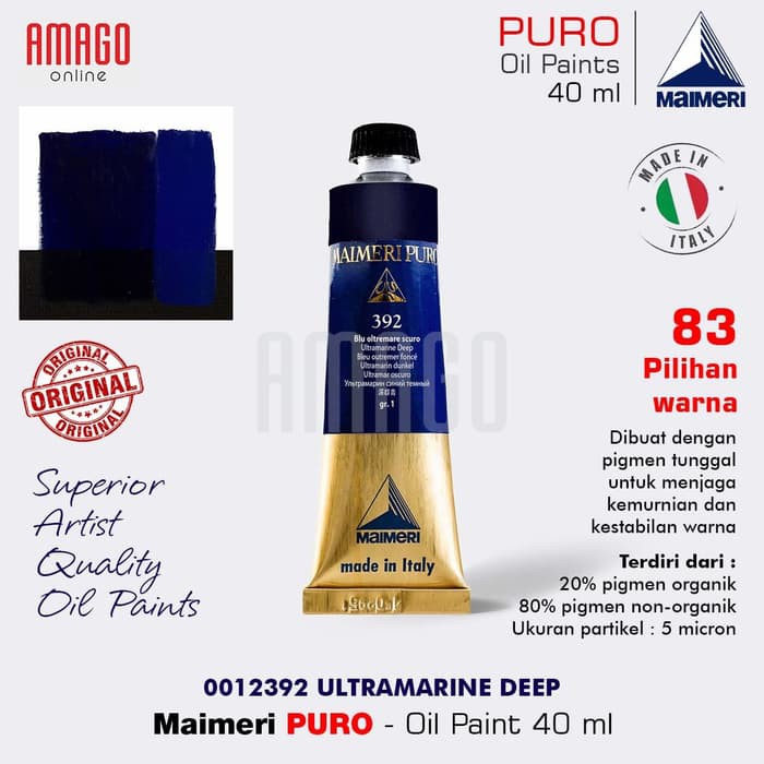 Cat Minyak Lukis MAIMERI Puro - Oil Paint - Ultramarine Deep - 40ml - M0012392