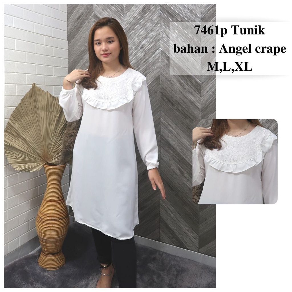 TUNIK WANITA PUTIH/TUNIK MUSLIM/ BASIC TUNIK/ FASHION MUSLIM WANITA/ LONG TUNIK/TUNIK PUTIH/TUNIK WA