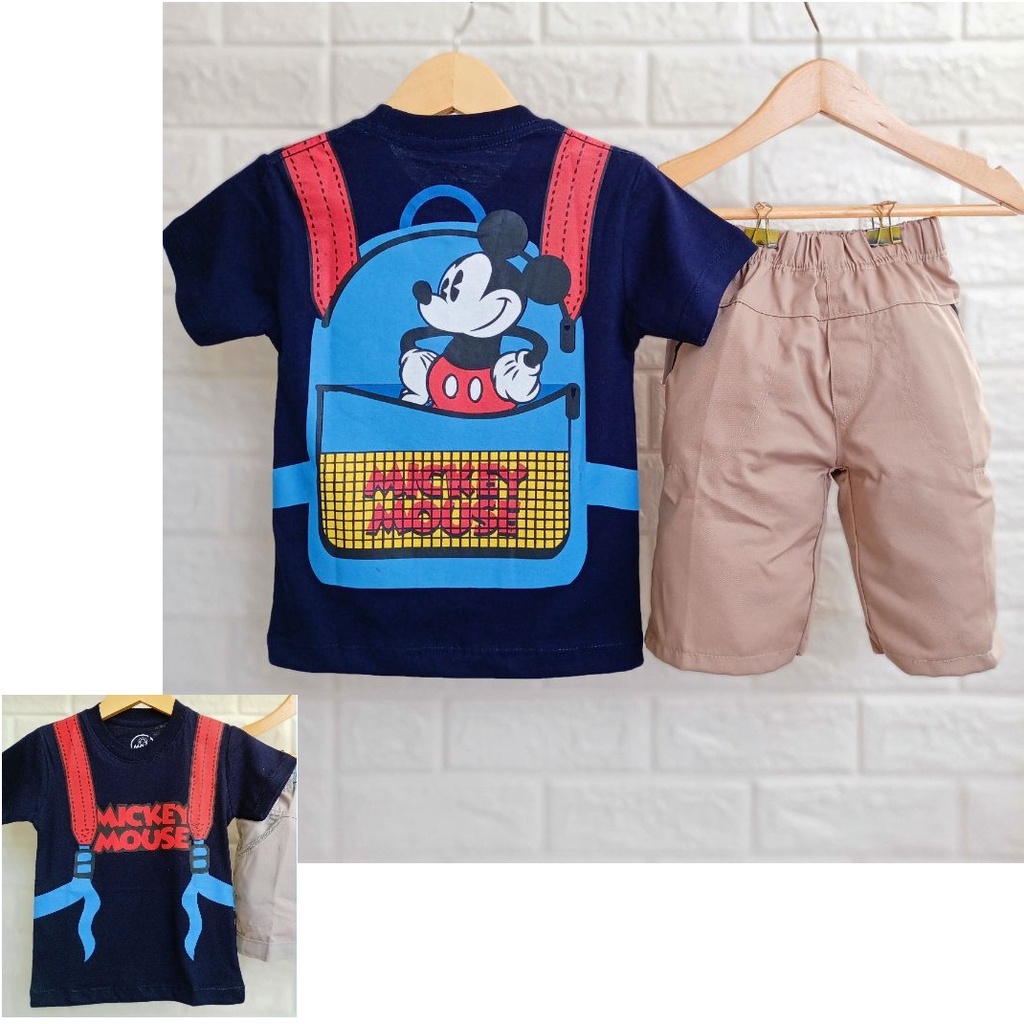 BAJU ANAK LAKI RANSEL KPD CELANA PENDEK KATUN 1 TAHUN - 7 TAHUN MIKI SETELAN ANAK LAKI-6