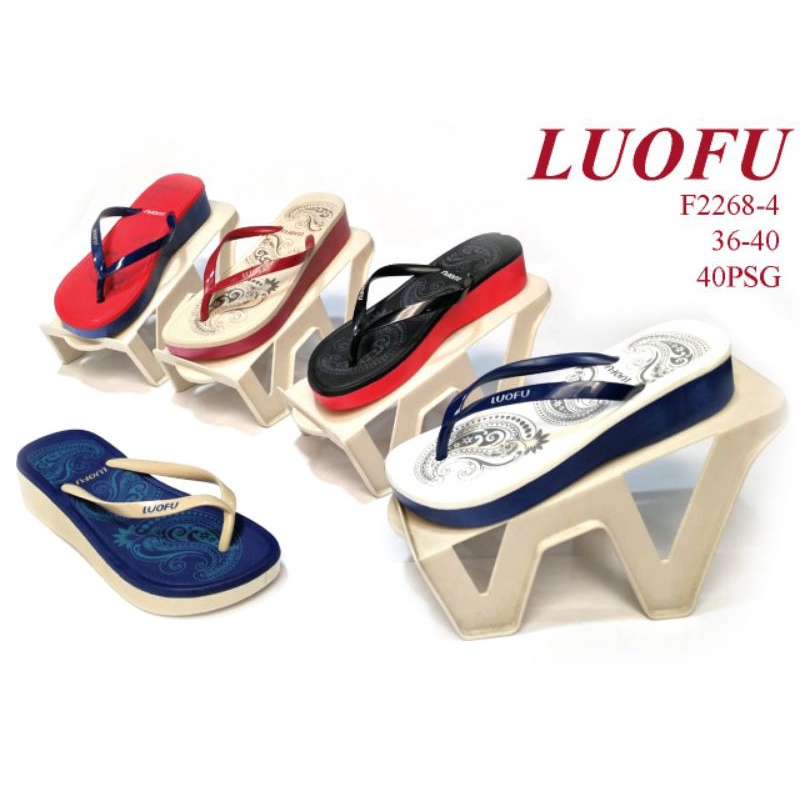 SANDAL JEPIT KARET WANITA LUOFU F2268-4.SANDAL JEPIT JELLY WEDGES PEREMPUAN EMPUK TERBARU