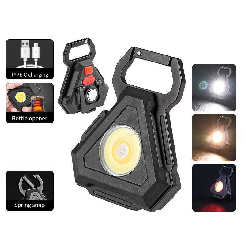 Lampu Senter LED COB Mini Anti Air IP64 Charge USB Dengan Gantungan Kunci Untuk Camping