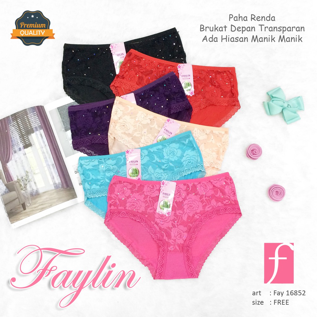 FAYLIN | Celana Dalam Renda BRUKAT TRANSPARANT Depan / CD SEXY / art FAY 16852