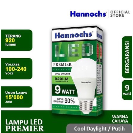 Lampu LED Hannochs Premier LED Bulb 9W Putih Garansi 1 Tahun - LED Premier Hannochs 9 Watt