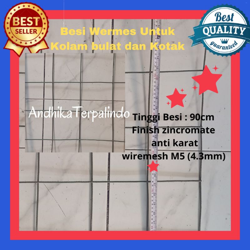 Rangka besi wiremesh utk kolam bulat dan kotak per meter (1mx0.9m)
