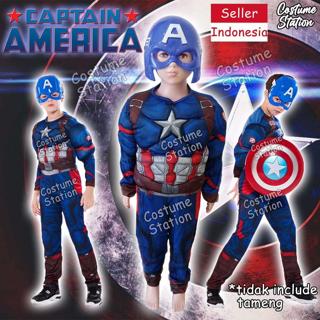 Kostum Superhero Captain America Avengers / Costume Avenger Marvel anak laki