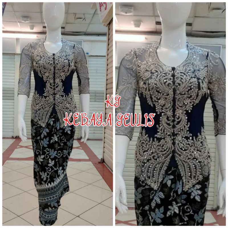 set kebaya pesta kebaya murah kebaya modern kebaya payet navy mix silver